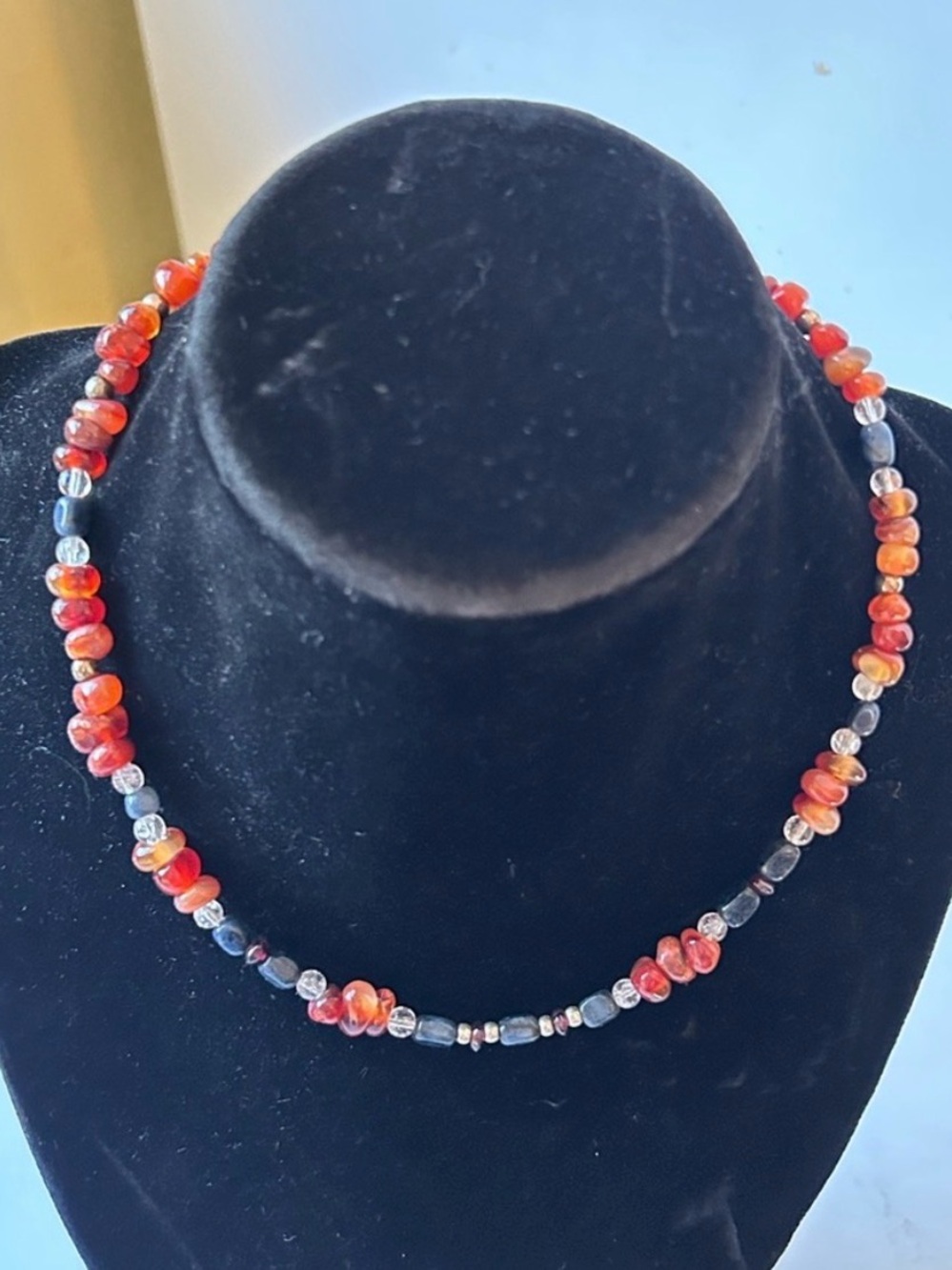 Handmade Red Agate Bead Necklace - Women Jewelry